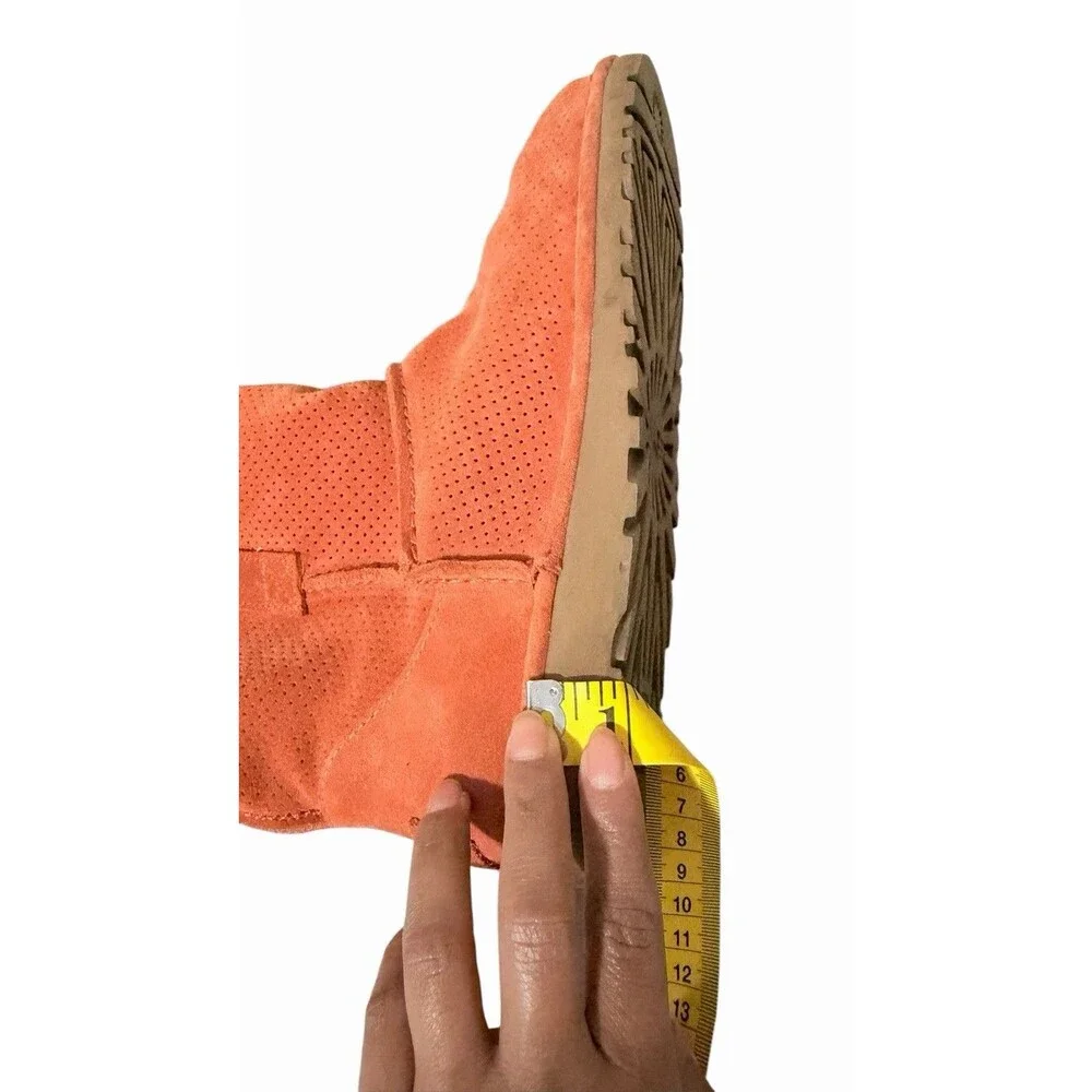 UGG Mini Perforated Boots Unlined Orange Soft Pull On Suede Leather Boots Sz 8